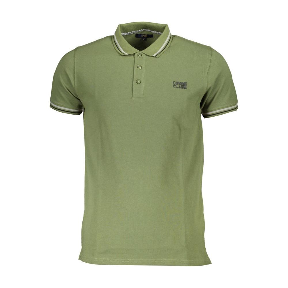 Cavalli Class Green Cotton Polo Shirt Cavalli Class