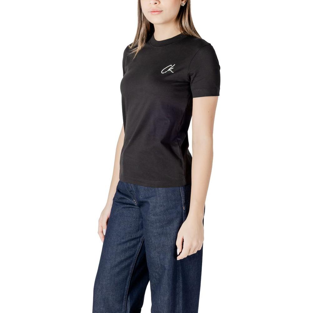 Calvin Klein Jeans Black Cotton Rigenerato Tops & T-Shirt Calvin Klein Jeans