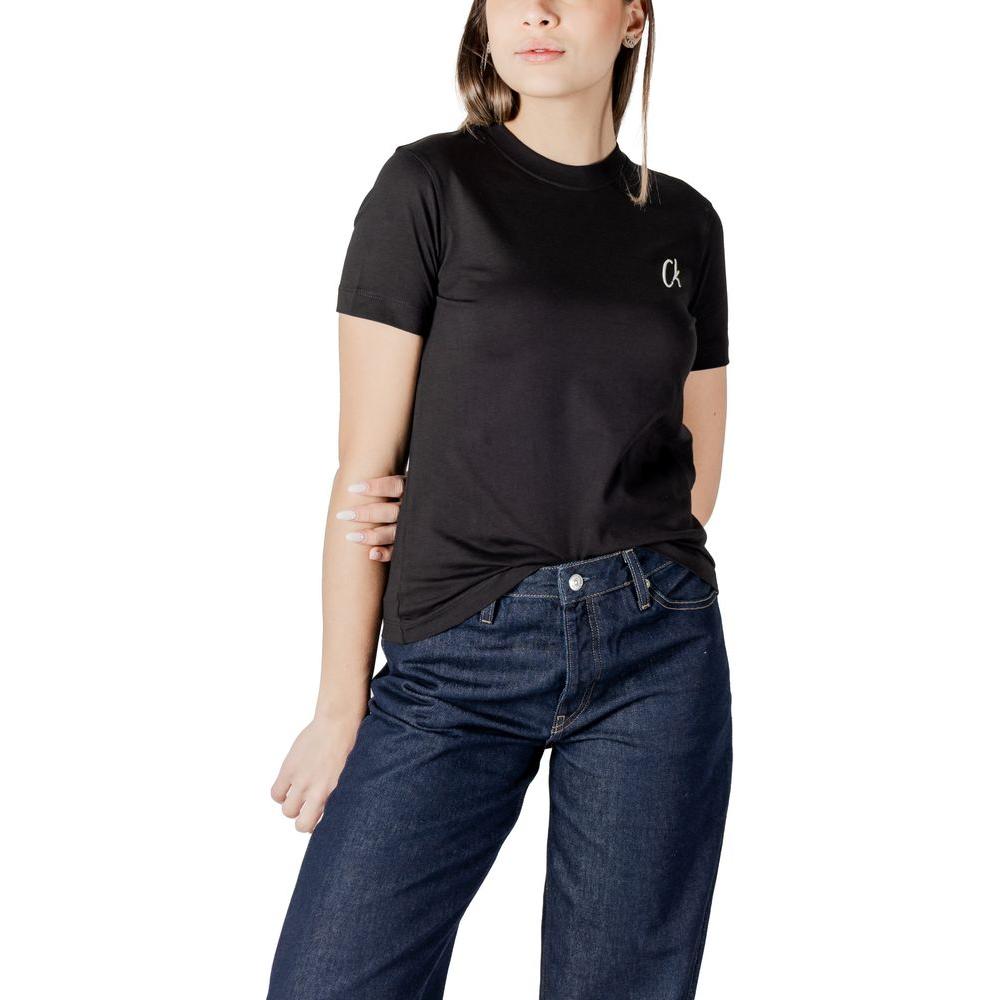 Calvin Klein Jeans Black Cotton Rigenerato Tops & T-Shirt Calvin Klein Jeans