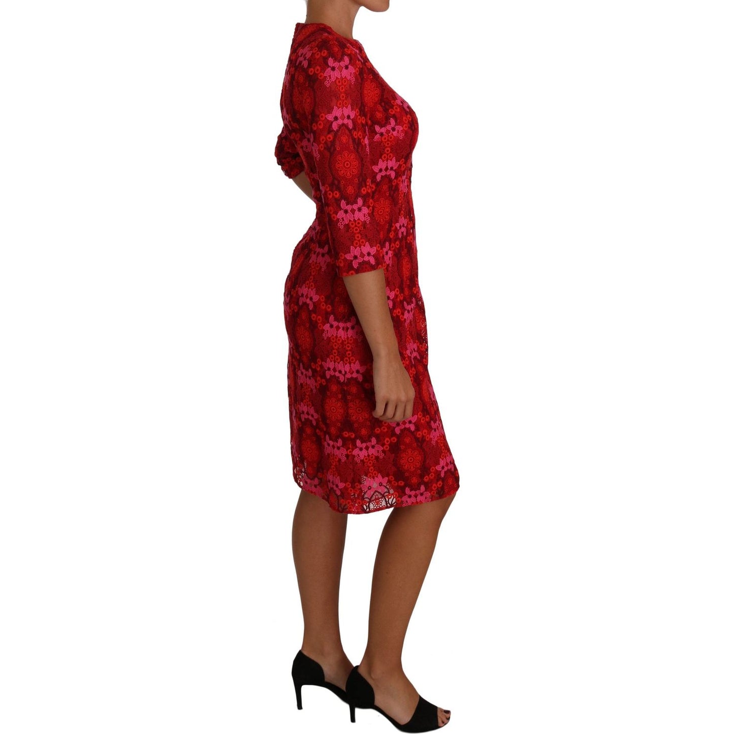 Dolce & Gabbana Elegant Floral Crochet Knee-Length Dress Dolce & Gabbana