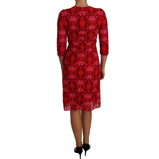 Dolce & Gabbana Elegant Floral Crochet Knee-Length Dress Dolce & Gabbana