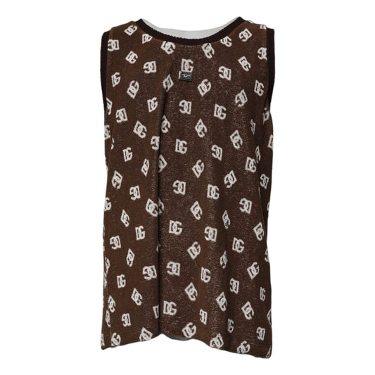 Dolce & Gabbana Brown Logo Monogram Cotton Crew Neck T-shirt