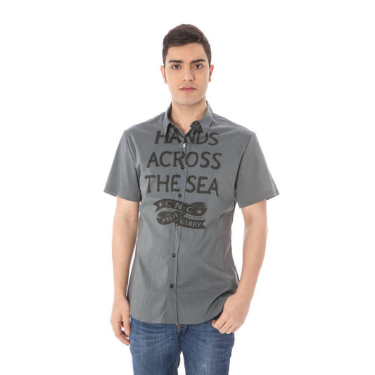 Costume National Gray Cotton Men Shirt Costume National