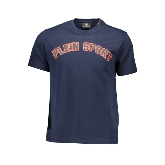 Plein Sport Sleek Blue Crew Neck Tee with Contrasting Prints Plein Sport