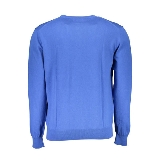 La Martina Blue Cotton Men Sweater La Martina