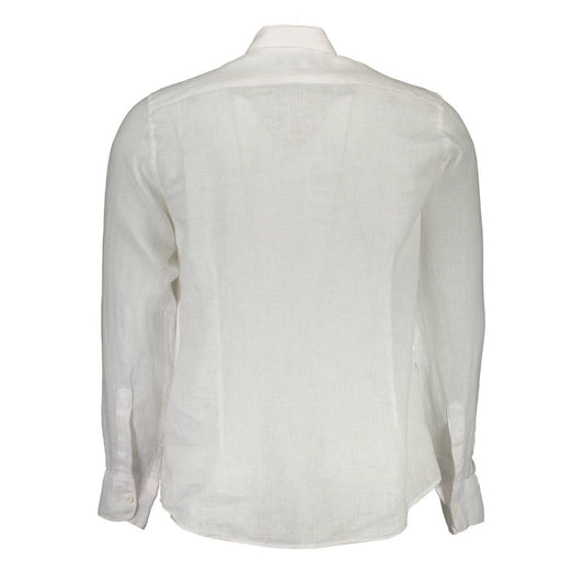 La Martina White Linen Men Shirt La Martina