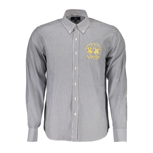 La Martina Blue Cotton Men Shirt La Martina