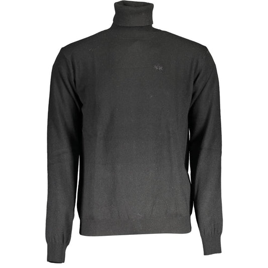 La Martina Black Wool Men Sweater La Martina