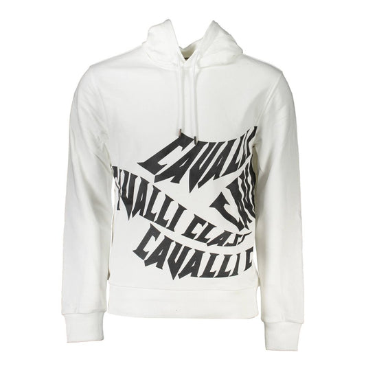 Cavalli Class White Cotton Men Sweatshirt Cavalli Class