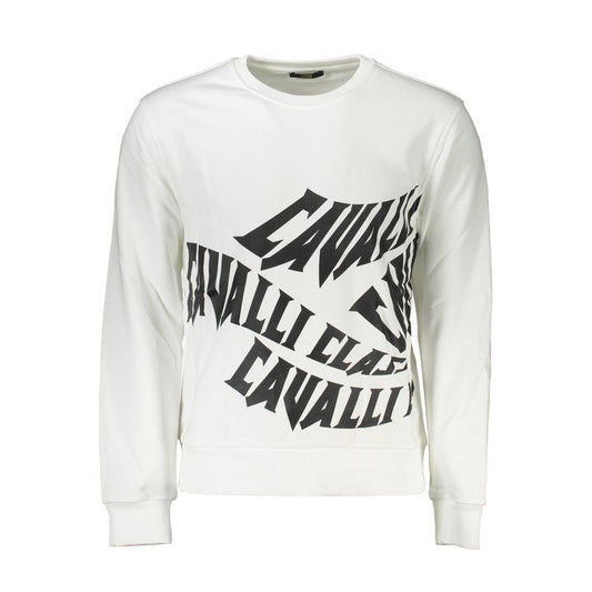 Cavalli Class White Cotton Men Sweater Cavalli Class