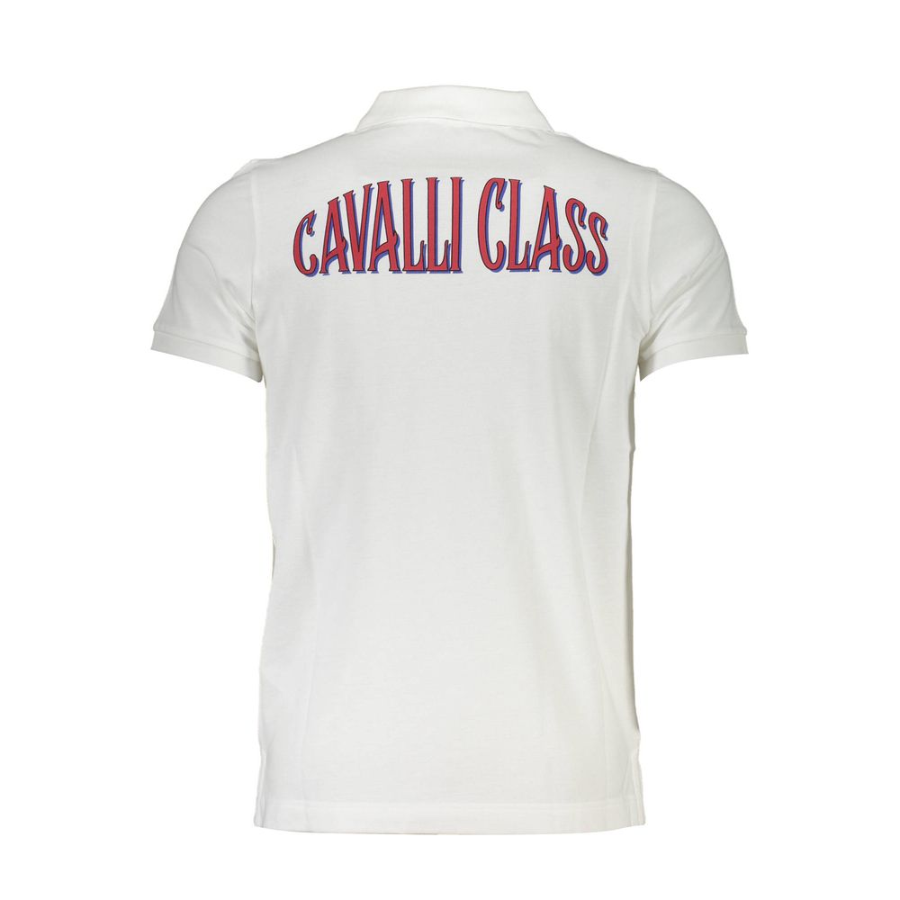 Cavalli Class White Cotton Men Polo Shirt Cavalli Class