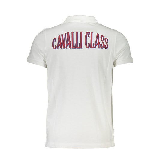 Cavalli Class White Cotton Men Polo Shirt Cavalli Class