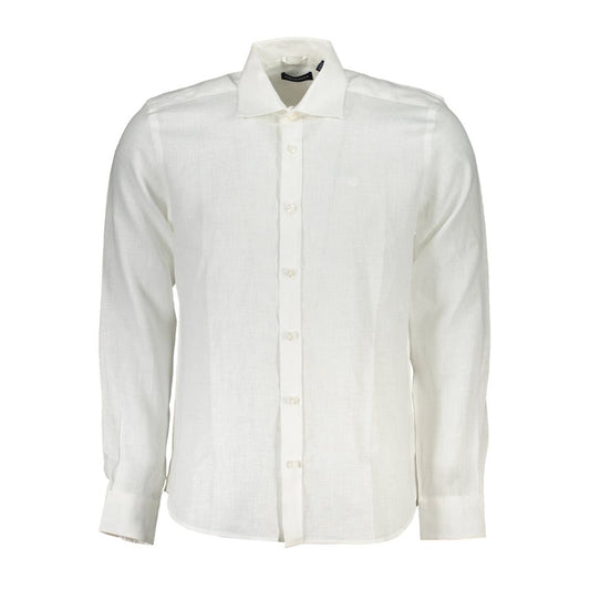 North Sails White Linen Men Shirt North Sails