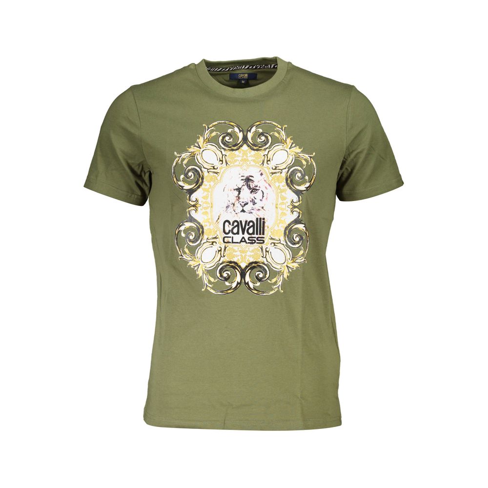 Cavalli Class Green Cotton T-Shirt Cavalli Class