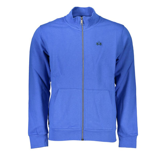 La Martina Elegant Blue Fleece Sweatshirt with Embroidery La Martina