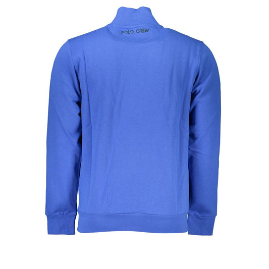 La Martina Elegant Blue Fleece Sweatshirt with Embroidery La Martina