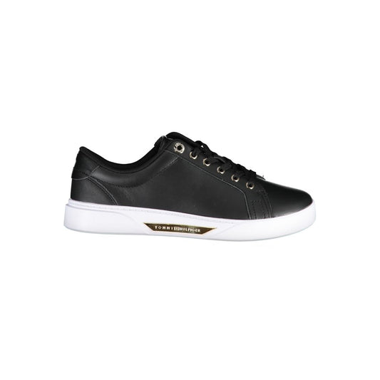 Tommy Hilfiger Black Leather Women Sneaker Tommy Hilfiger