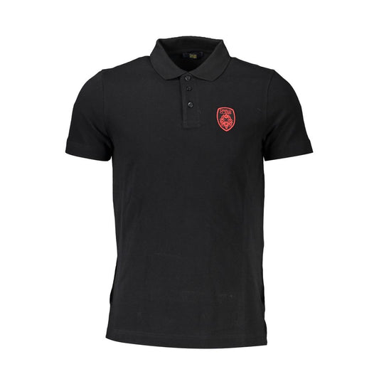 Cavalli Class Black Cotton Men Polo Shirt Cavalli Class