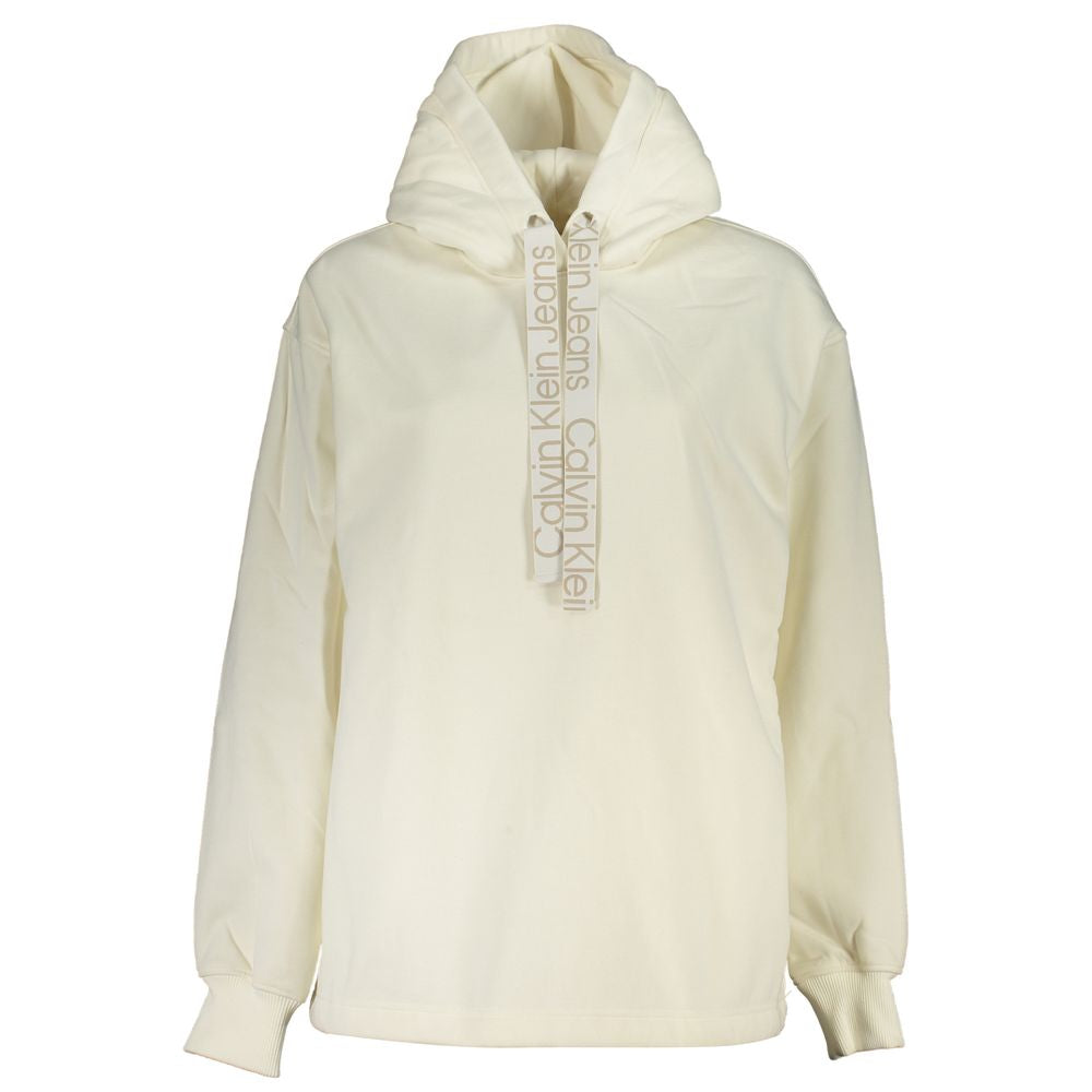 Calvin Klein Chic White Hooded Fleece Sweatshirt