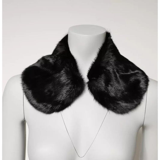 Dolce & Gabbana Black Fur Shawl Neck Wrap Cover Collar Scarf