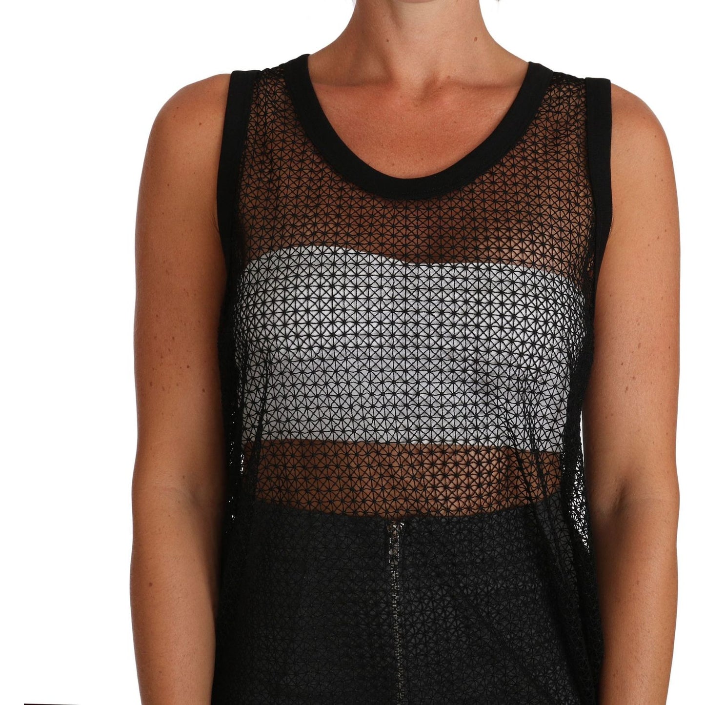 Dolce & Gabbana Elegant Sleeveless Black Mesh Top Dolce & Gabbana