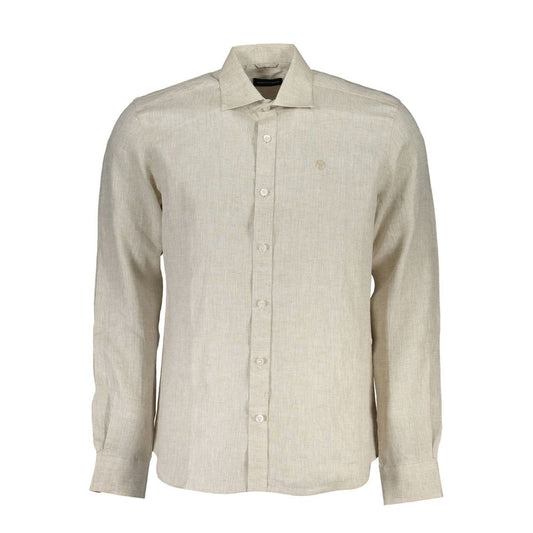 North Sails Beige Linen Men Shirt North Sails