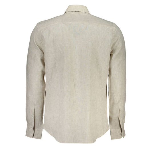 North Sails Beige Linen Men Shirt North Sails