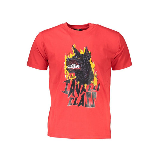 Cavalli Class Red Cotton Men T-Shirt Cavalli Class