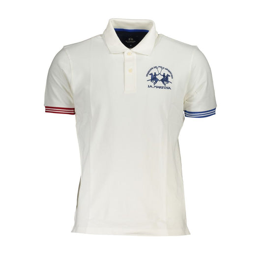 La Martina Elegant White Polo with Contrast Details La Martina