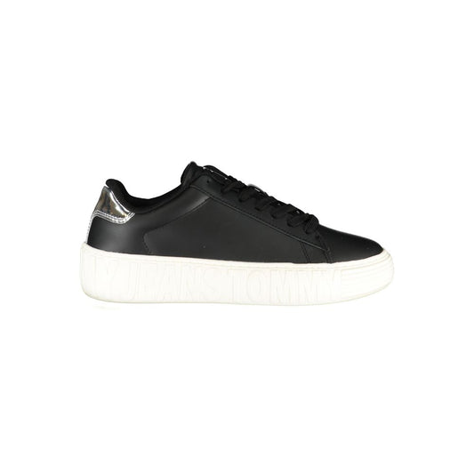 Tommy Hilfiger Black Leather Women Sneaker Tommy Hilfiger