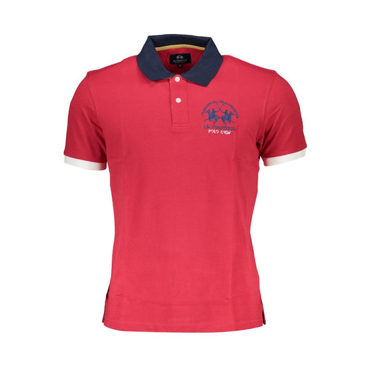 La Martina Red Cotton Men Polo La Martina