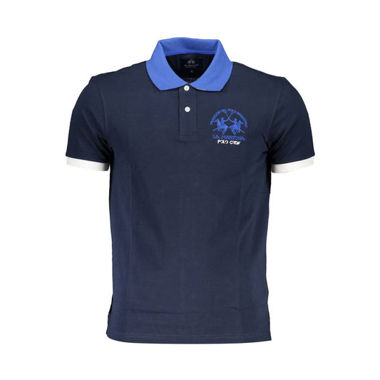 La Martina Blue Cotton Men Polo Shirt La Martina