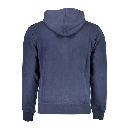 La Martina Elegant Blue Hooded Sweatshirt with Zip Detail La Martina