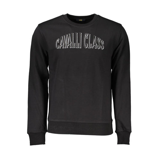 Cavalli Class Black Cotton Men Sweater Cavalli Class