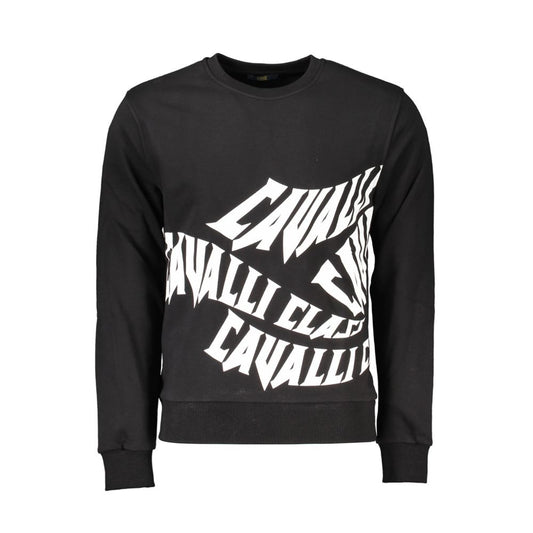 Cavalli Class Black Cotton Men Sweater Cavalli Class