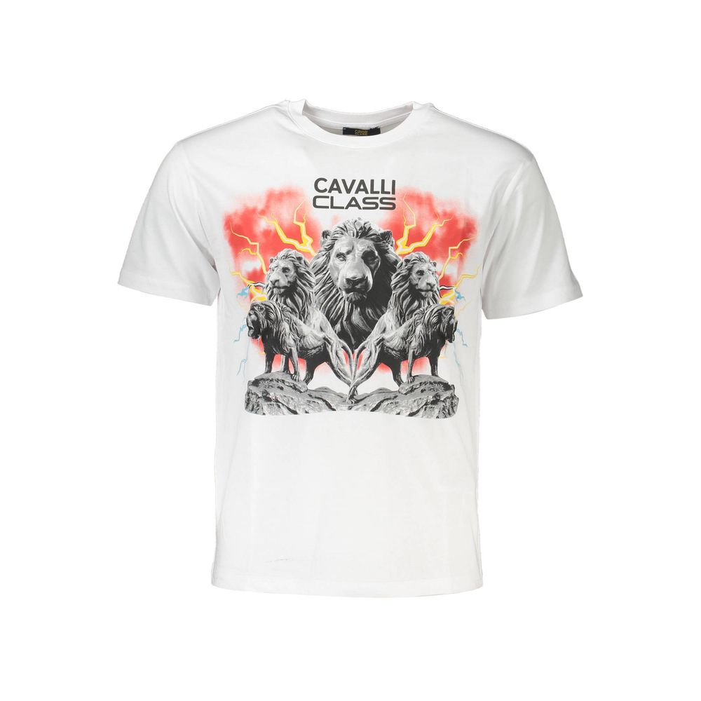 Cavalli Class White Cotton Men T-Shirt Cavalli Class