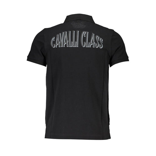 Cavalli Class Black Cotton Men Polo Shirt Cavalli Class