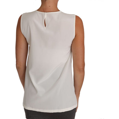 Dolce & Gabbana White Silk Embellished Crystal Sequin Fairy Top