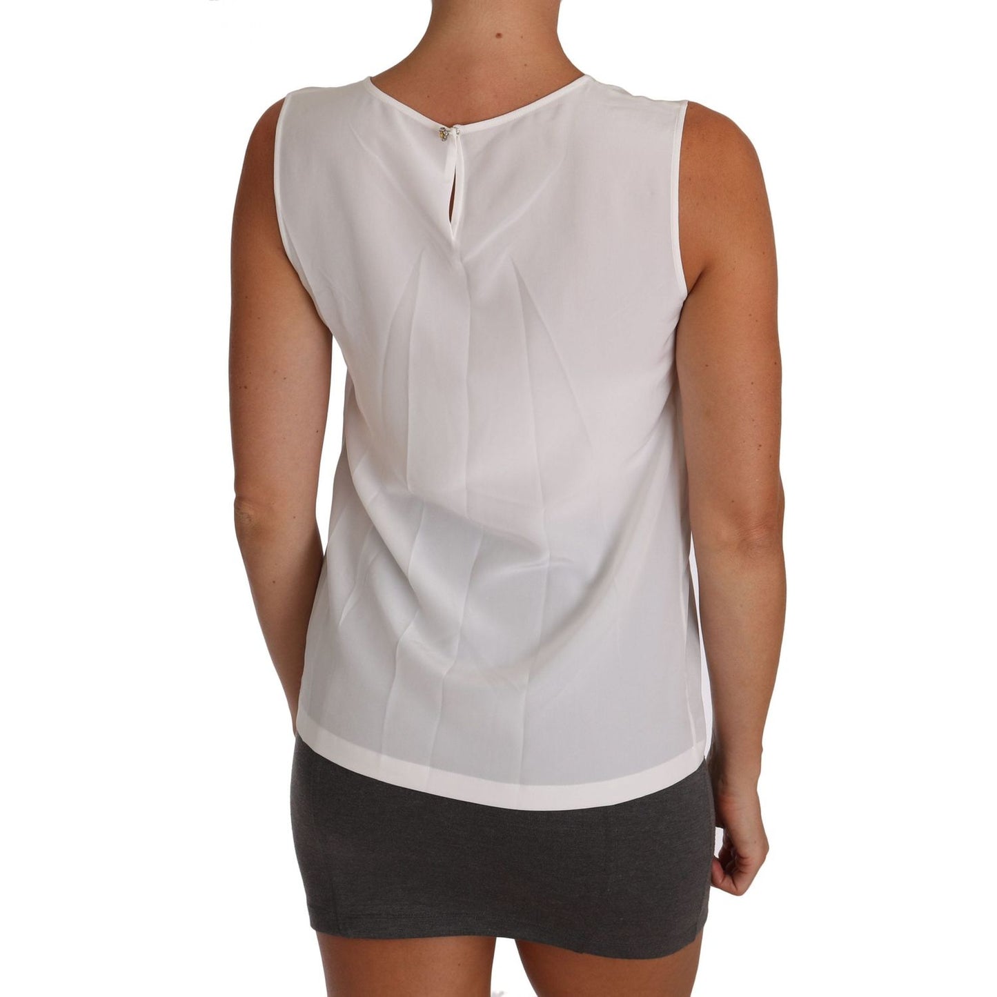 Dolce & Gabbana Elegant Sleeveless White Silk Blouse Top Dolce & Gabbana