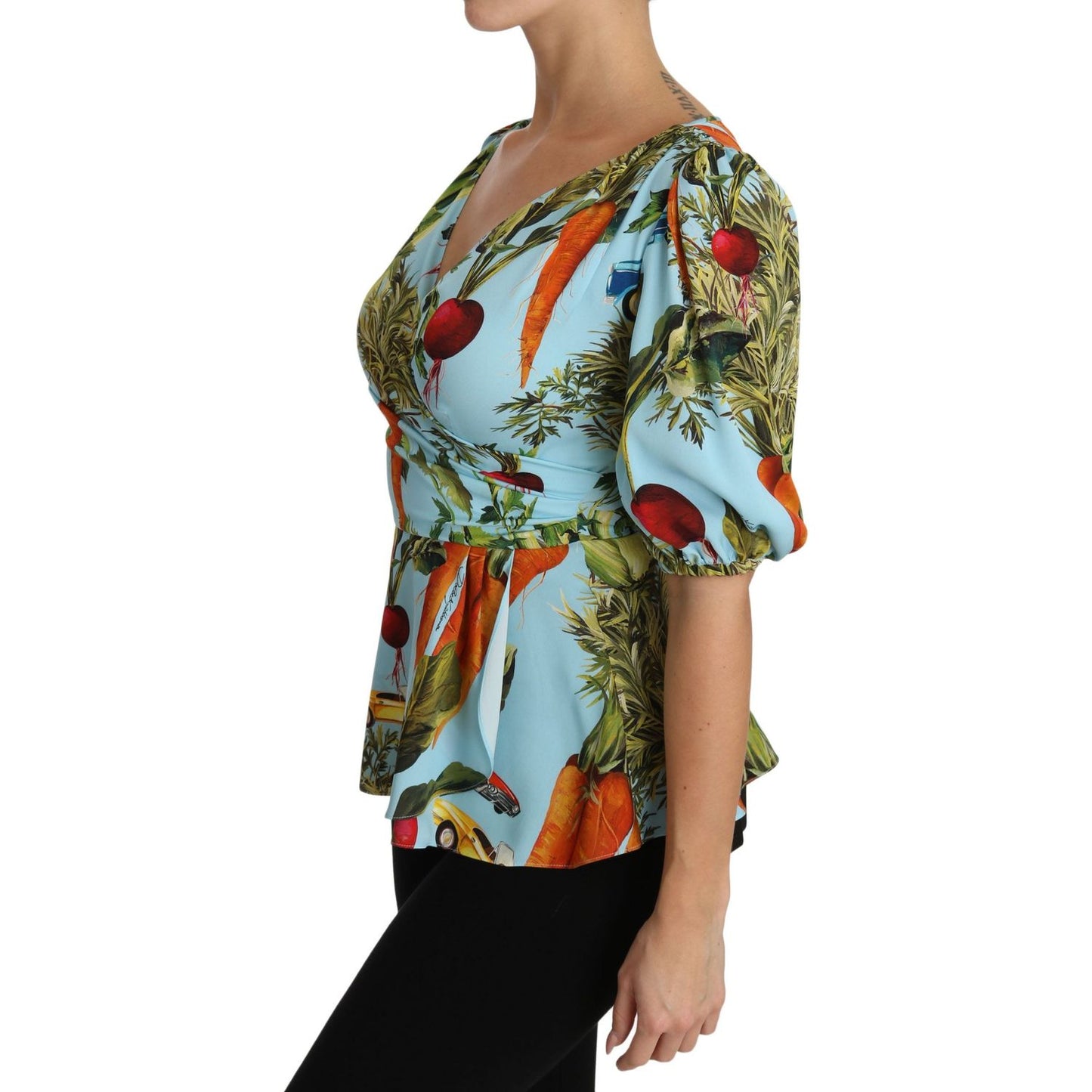 Dolce & Gabbana Vegetable Print Silk Top Extravaganza Dolce & Gabbana