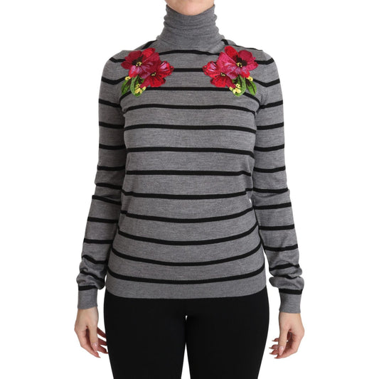 Dolce & Gabbana Gray Cashmere Silk Turtleneck Sweater