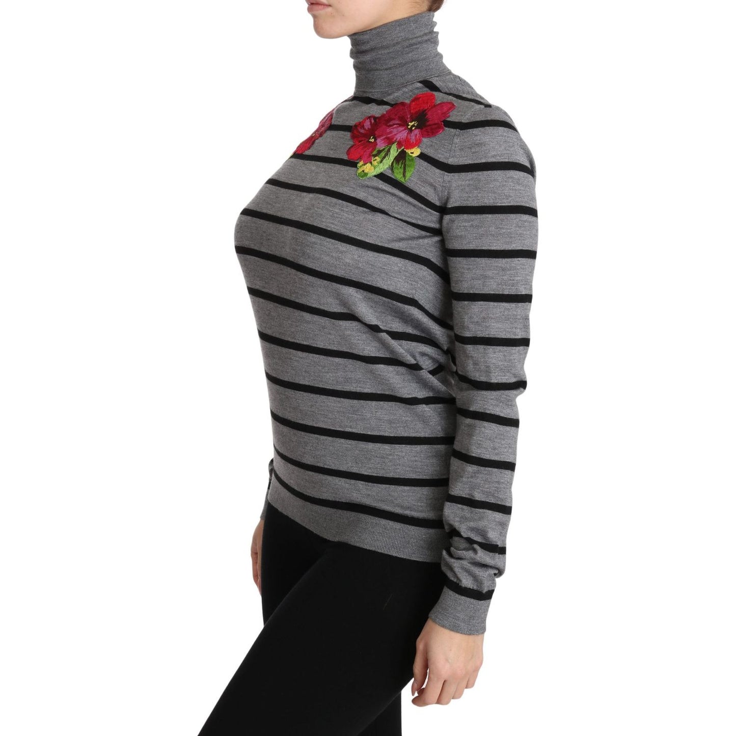 Dolce & Gabbana Elegant Embroidered Cashmere-Silk Sweater Dolce & Gabbana