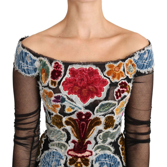 Dolce & Gabbana Elegant Floral Applique Long Sleeve Top Dolce & Gabbana