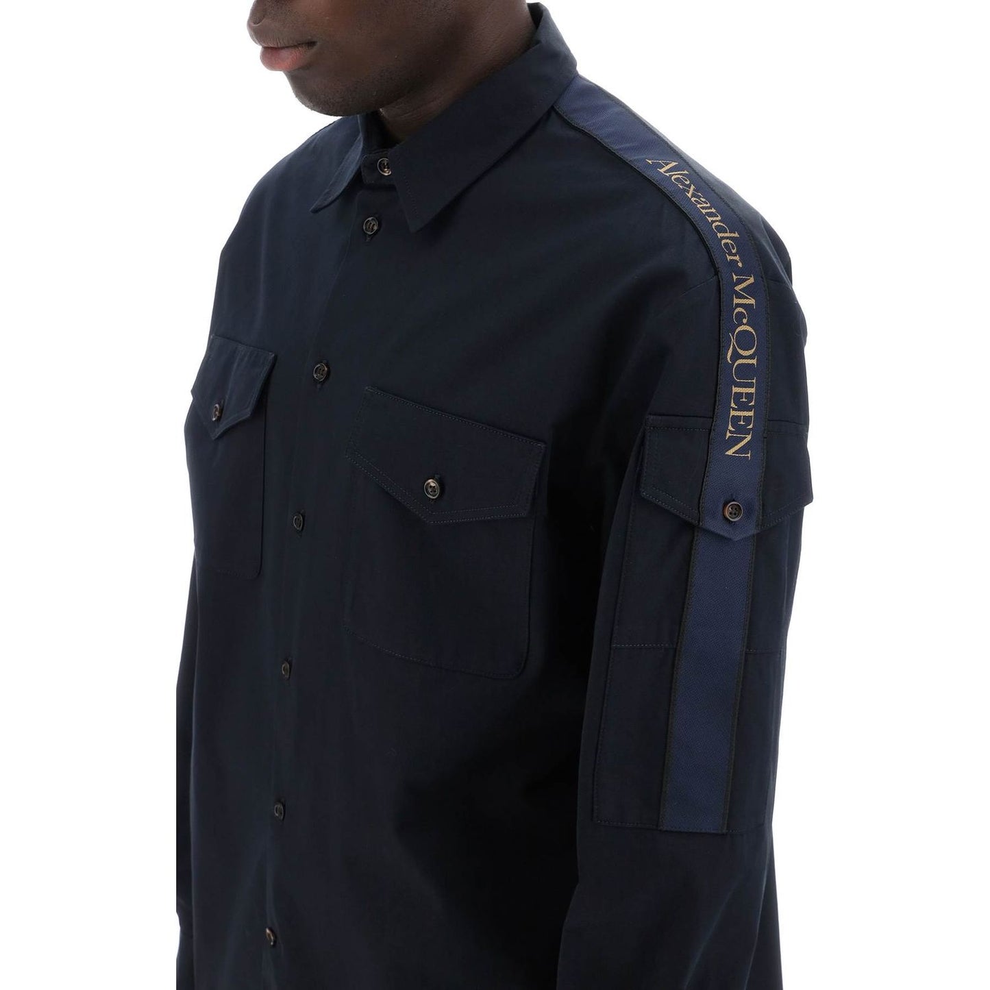 Alexander Mcqueen shirt with logo band on the sleeve