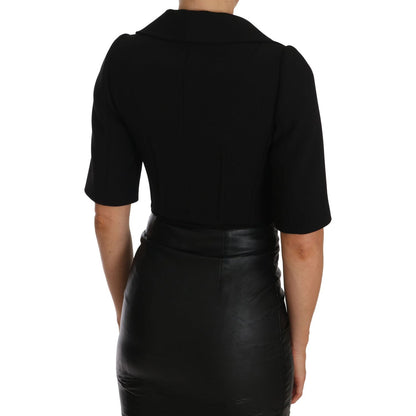 Dolce & Gabbana Black Short Fitted Wool Cropped Jacket Blazer Dolce & Gabbana