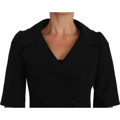 Dolce & Gabbana Black Short Fitted Wool Cropped Jacket Blazer Dolce & Gabbana