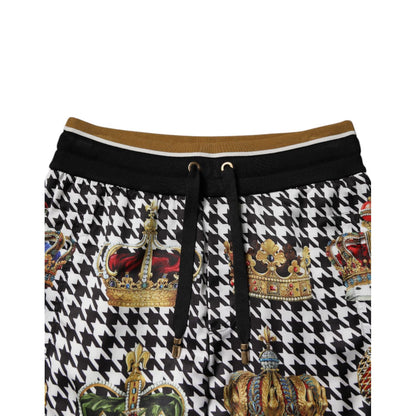 Dolce & Gabbana Multicolor Houndstooth Crown Men Sweatpants Pants