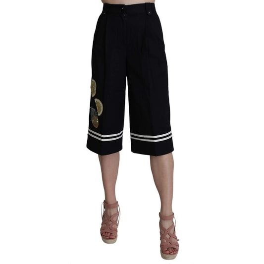 Dolce & Gabbana Elegant High Waist Black Cotton Pants Jeans & Pants Dolce & Gabbana