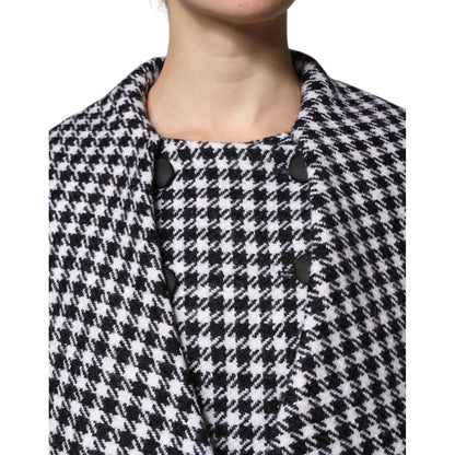 Dolce & Gabbana Black White Monochrome Patterned Floral Cape Jacket