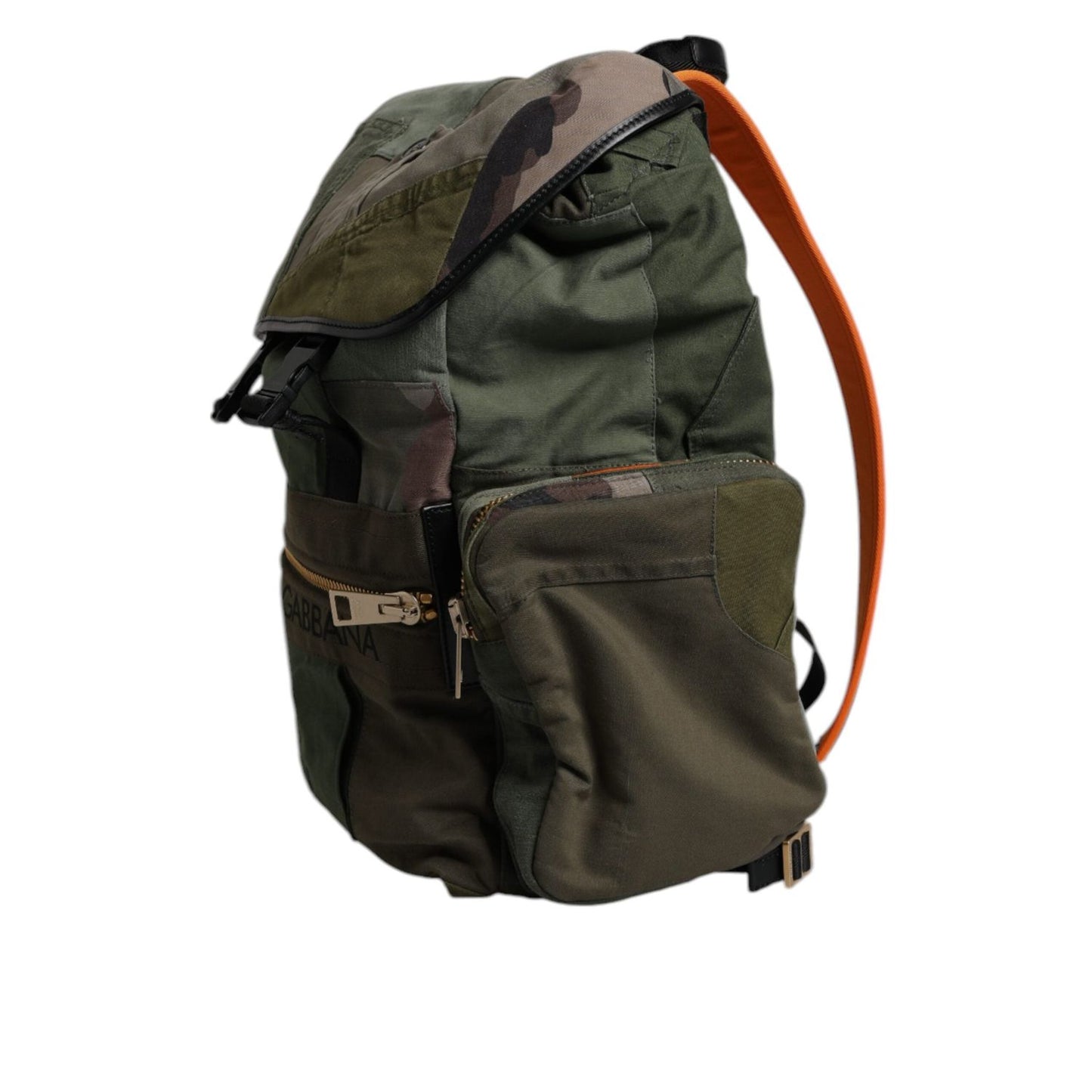 Dolce & Gabbana Military Green Patchwork Travel Backpack Bag